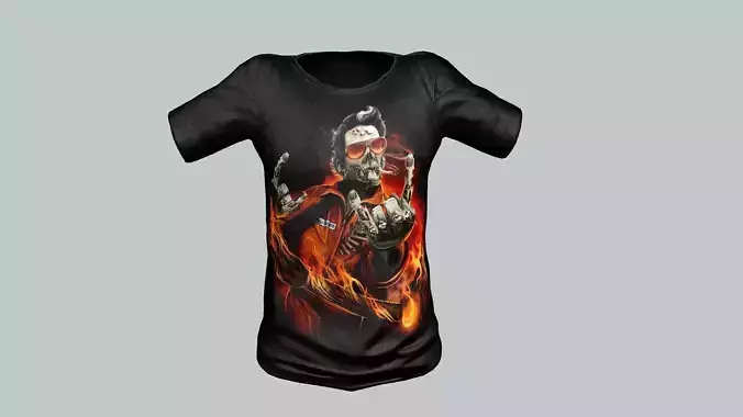 Men Black T-Shirt Short Sleeve 06 Game Ready 3D Model