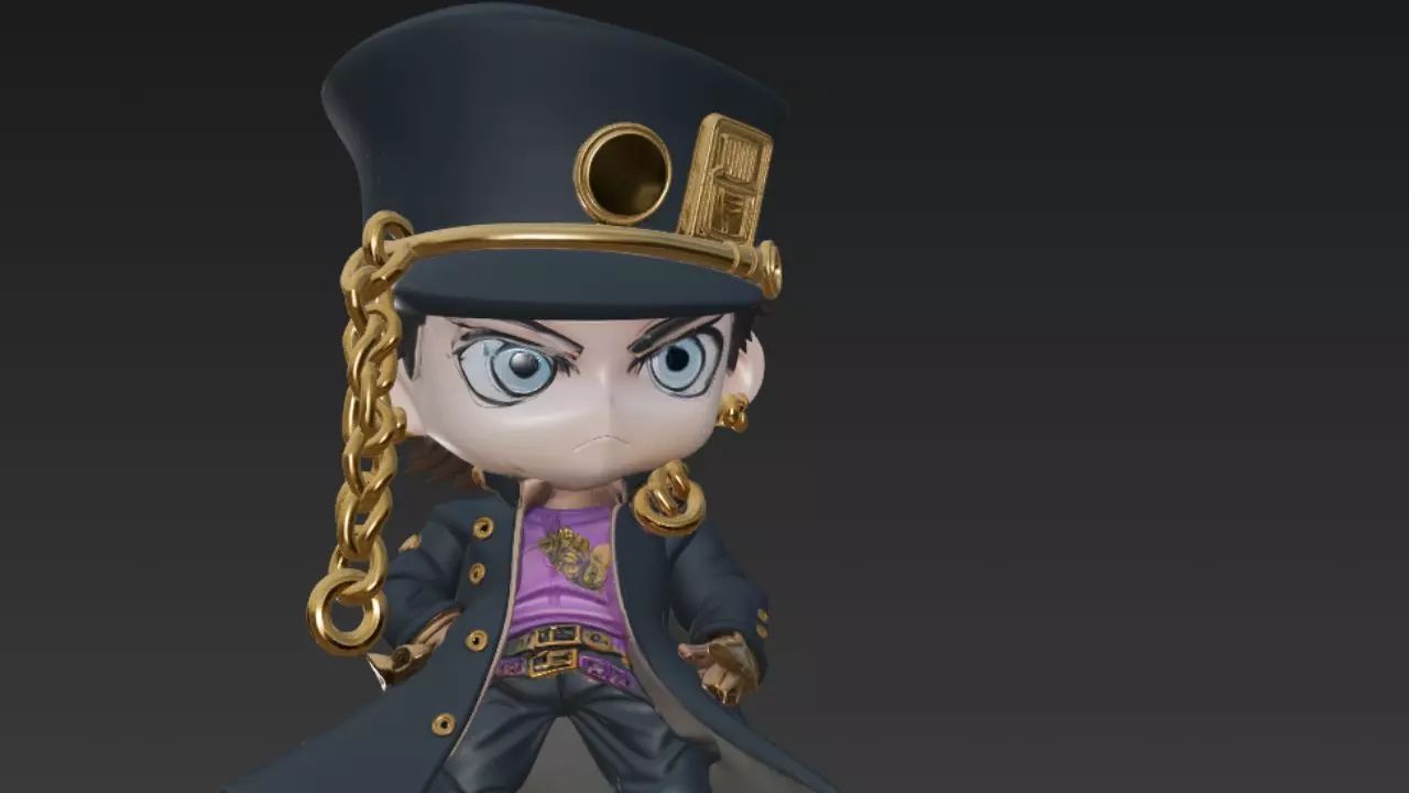 Chibi Jotaro Kujo Stylized 3D Model JoJo Fan Art 3D model_0