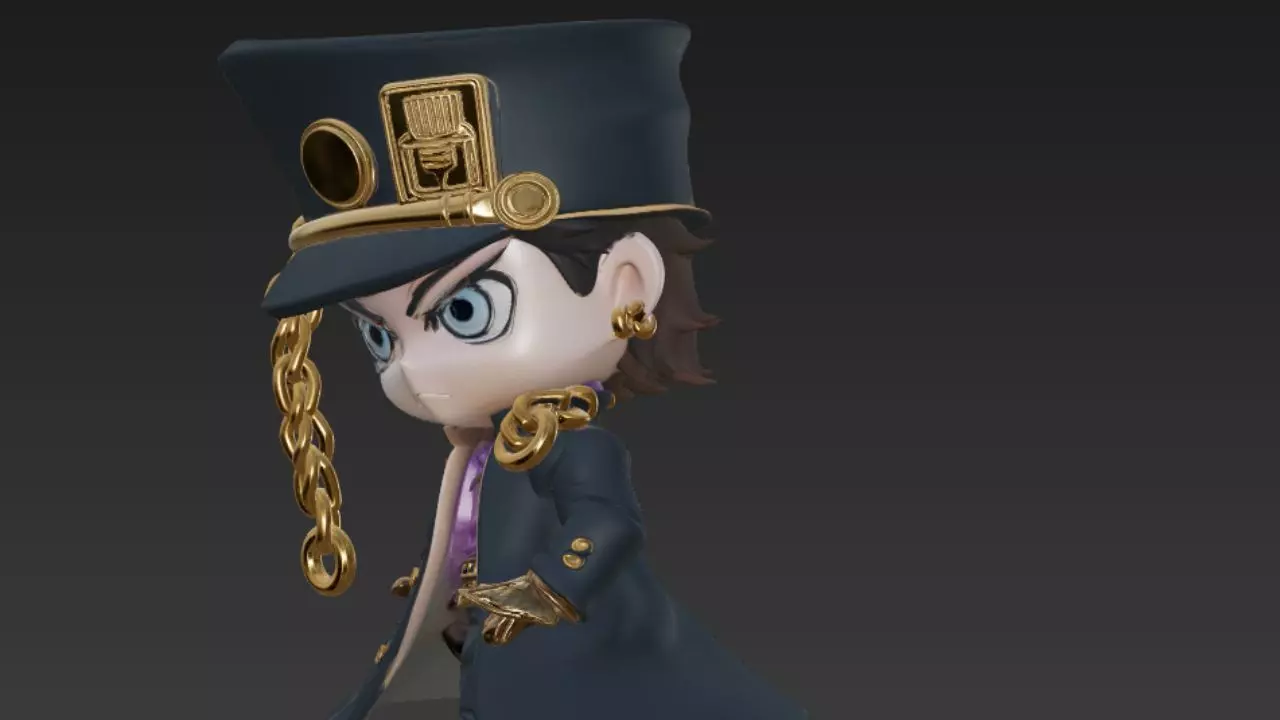Chibi Jotaro Kujo Stylized 3D Model JoJo Fan Art 3D model_1