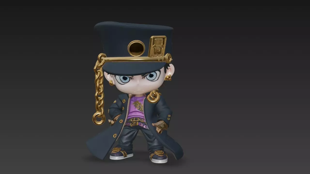 Chibi Jotaro Kujo Stylized 3D Model JoJo Fan Art 3D model_3