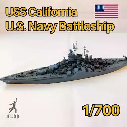 USS California US Navy Battleship  3D print model