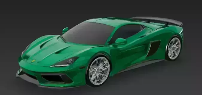 Green Ferrari Sport Car 3D Model Game Ready Glossy 3D model
