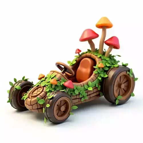 Whimsical Mushroom Forest Go-Kart 3D Model