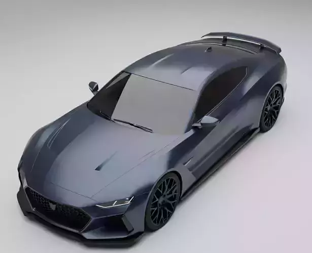 Matte Blue Modern Sports Car Low-poly 3D model 3