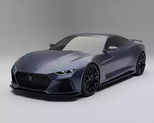 Matte Blue Modern Sports Car Low-poly 3D model