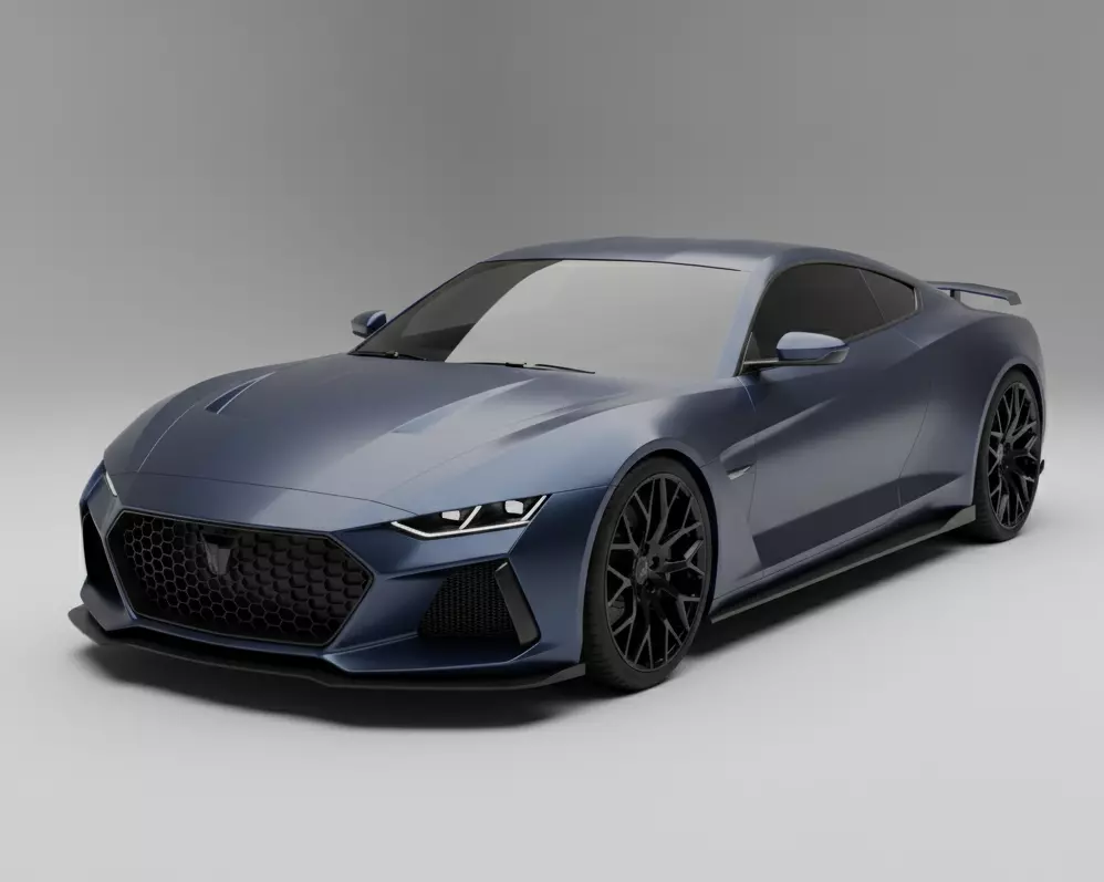 Matte Blue Modern Sports Car Low-poly 3D model