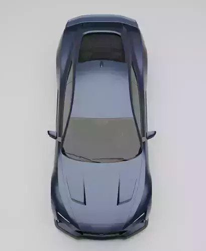 Matte Blue Modern Sports Car Low-poly 3D model 4