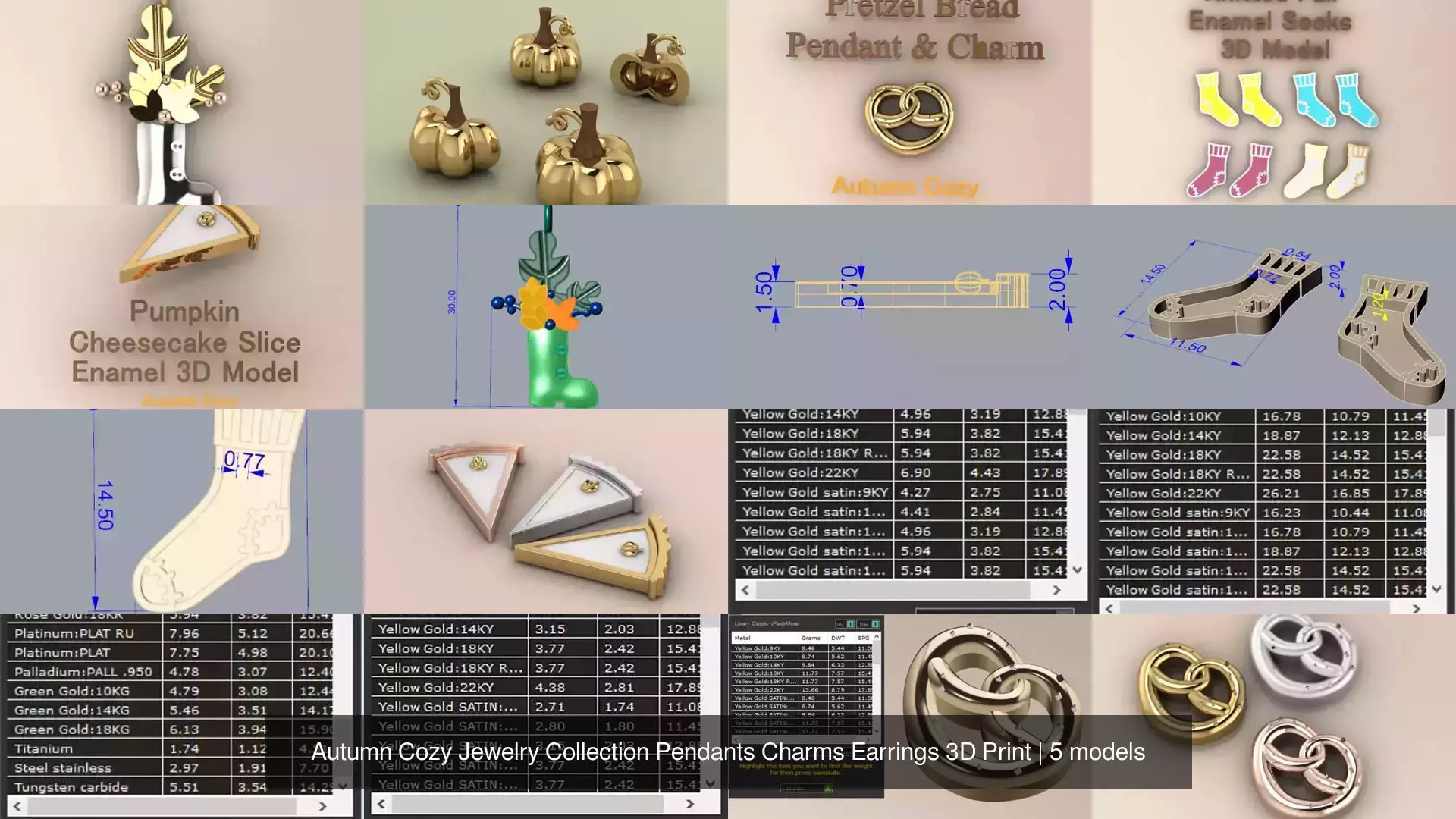 Autumn Cozy Jewelry Collection Pendants Charms Earrings 3D Print _0