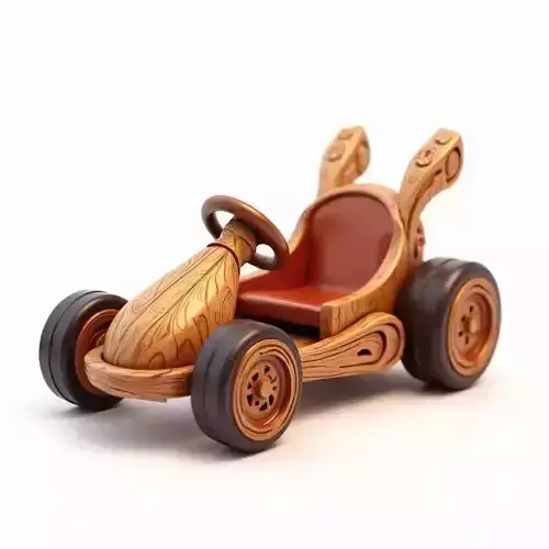 Rustic Wooden Go-Kart 3D Model