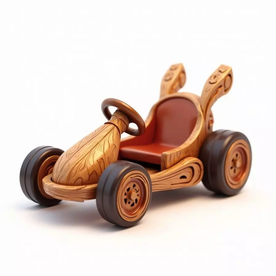 Rustic Wooden Go-Kart 3D Model Low-poly 3D model_0