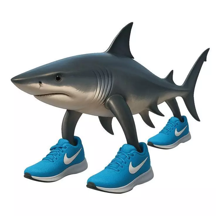 Shark Running Shoes 3D Funny Animal Character Sneakers Low-poly 3D model_0
