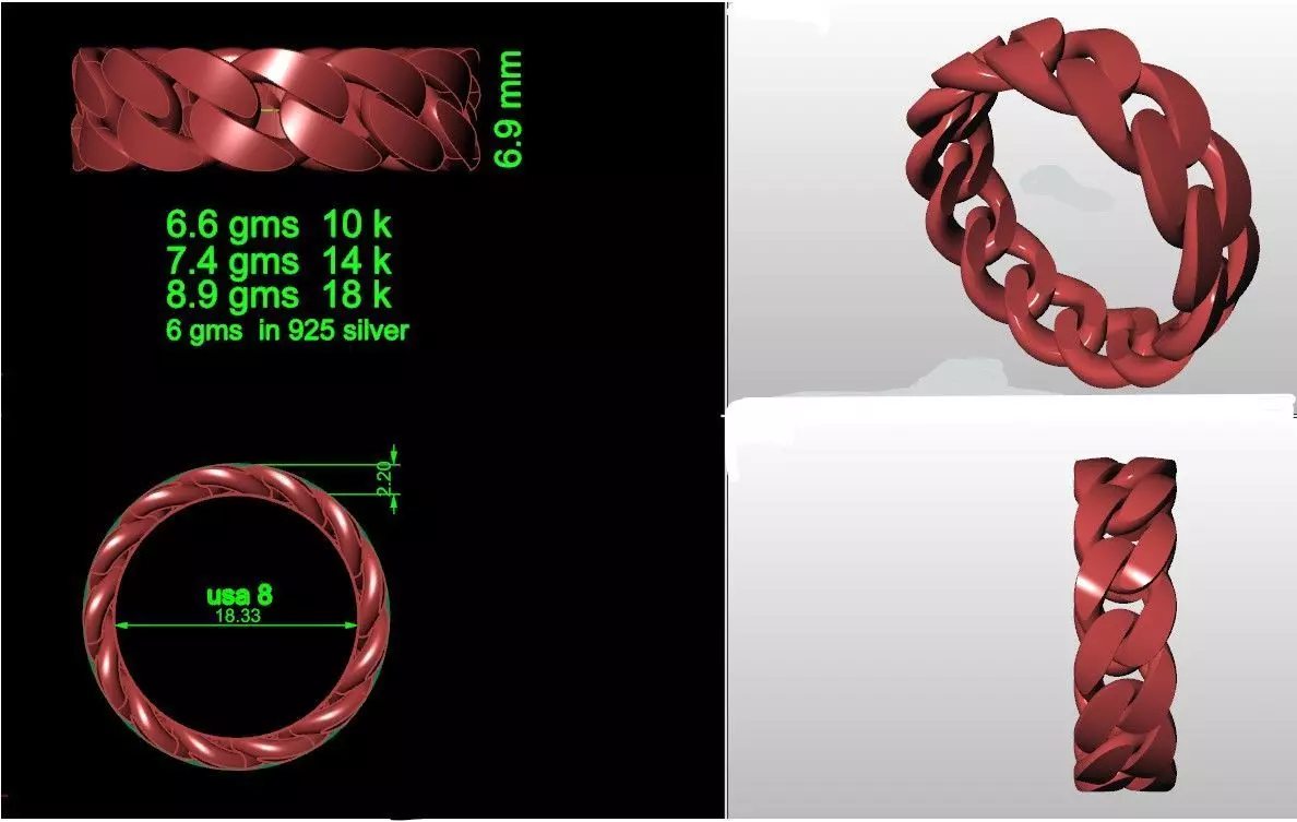 CUBEN RING RING SIZE  -8  3D print model_0