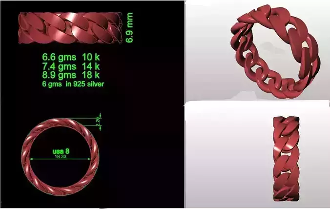 CUBEN RING RING SIZE  -8  3D print model