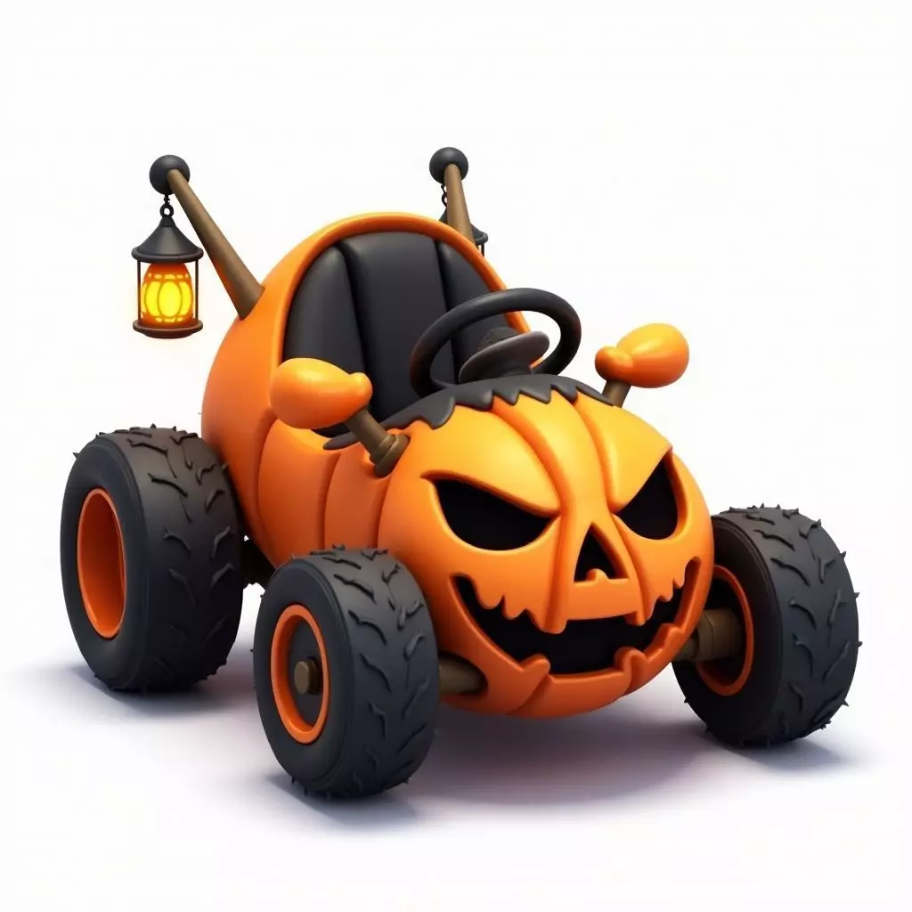 Spooky Halloween Pumpkin Go-Kart 3D Model Low-poly 3D model_0