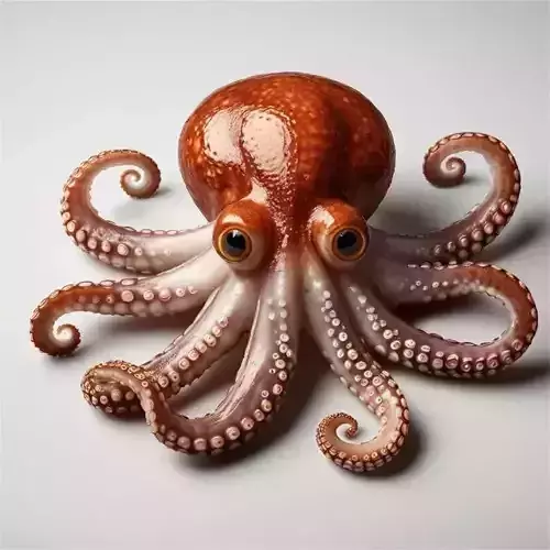 Realistic Octopus 3D Ocean Creature Eight Arms Large Eyes