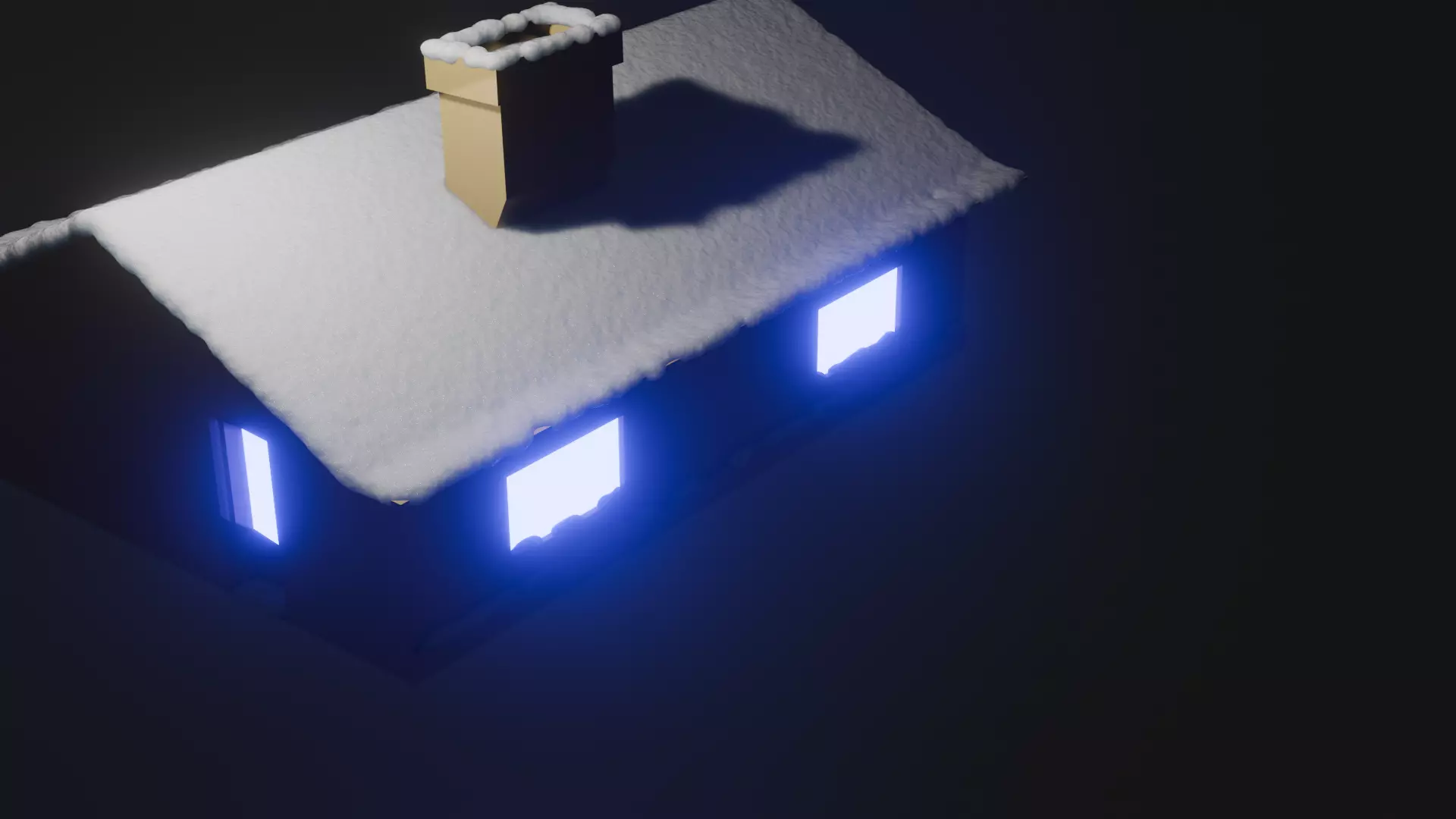 house covered with snow Low-poly 3D model_0