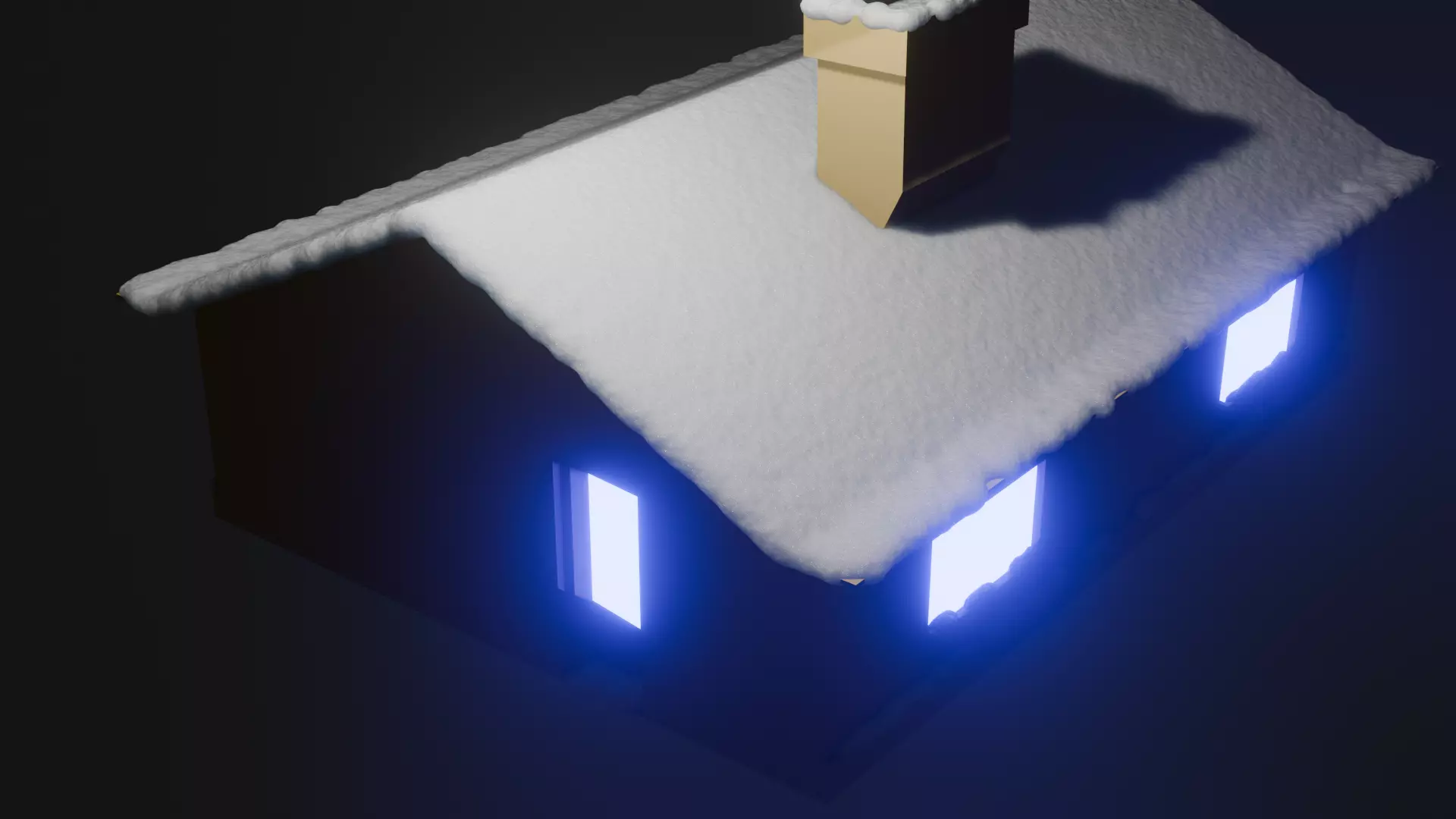 house covered with snow Low-poly 3D model_1