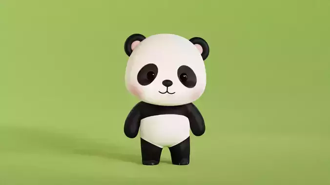 Cartoon Panda Chibi Kawaii Character Rigged Animated