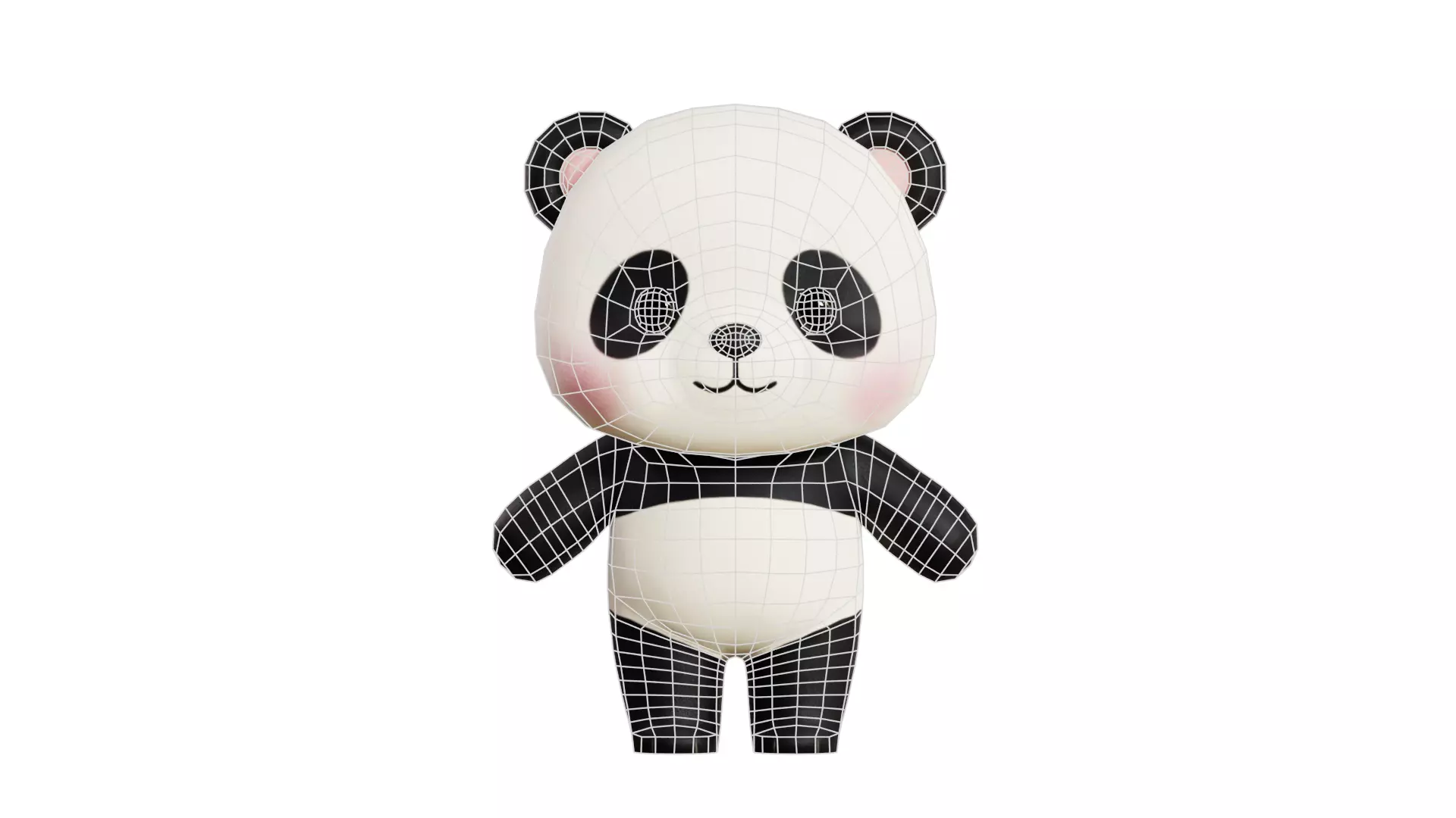 Cartoon Panda Chibi Kawaii Character Rigged Animated Low-poly 3D model_9