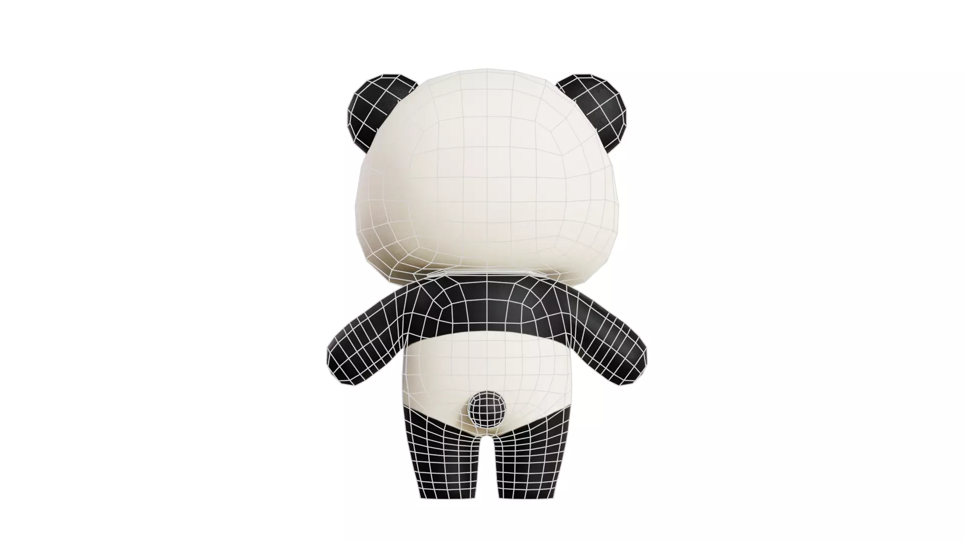 Cartoon Panda Chibi Kawaii Character Rigged Animated Low-poly 3D model_11