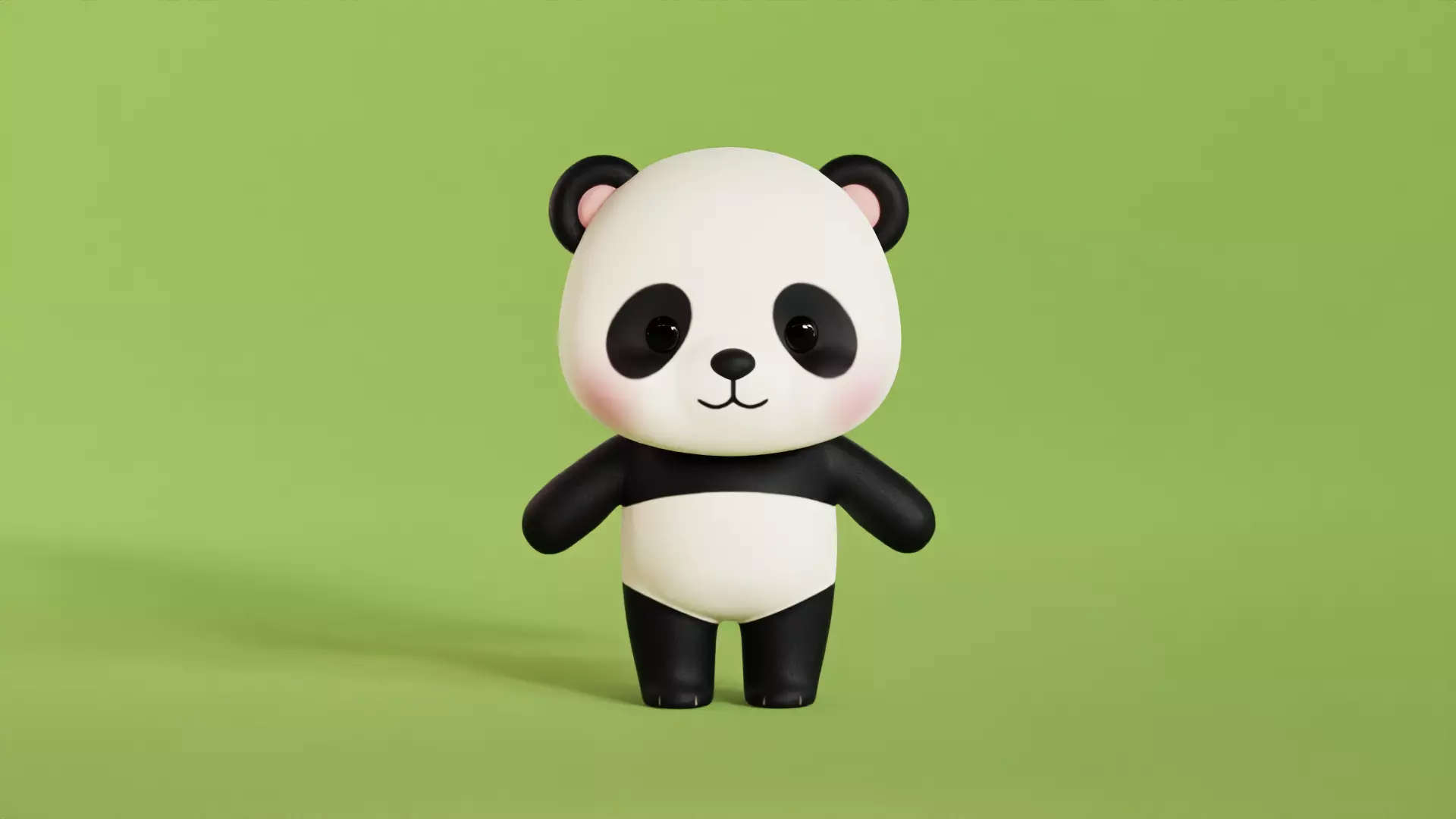 Cartoon Panda Chibi Kawaii Character Rigged Animated Low-poly 3D model_8