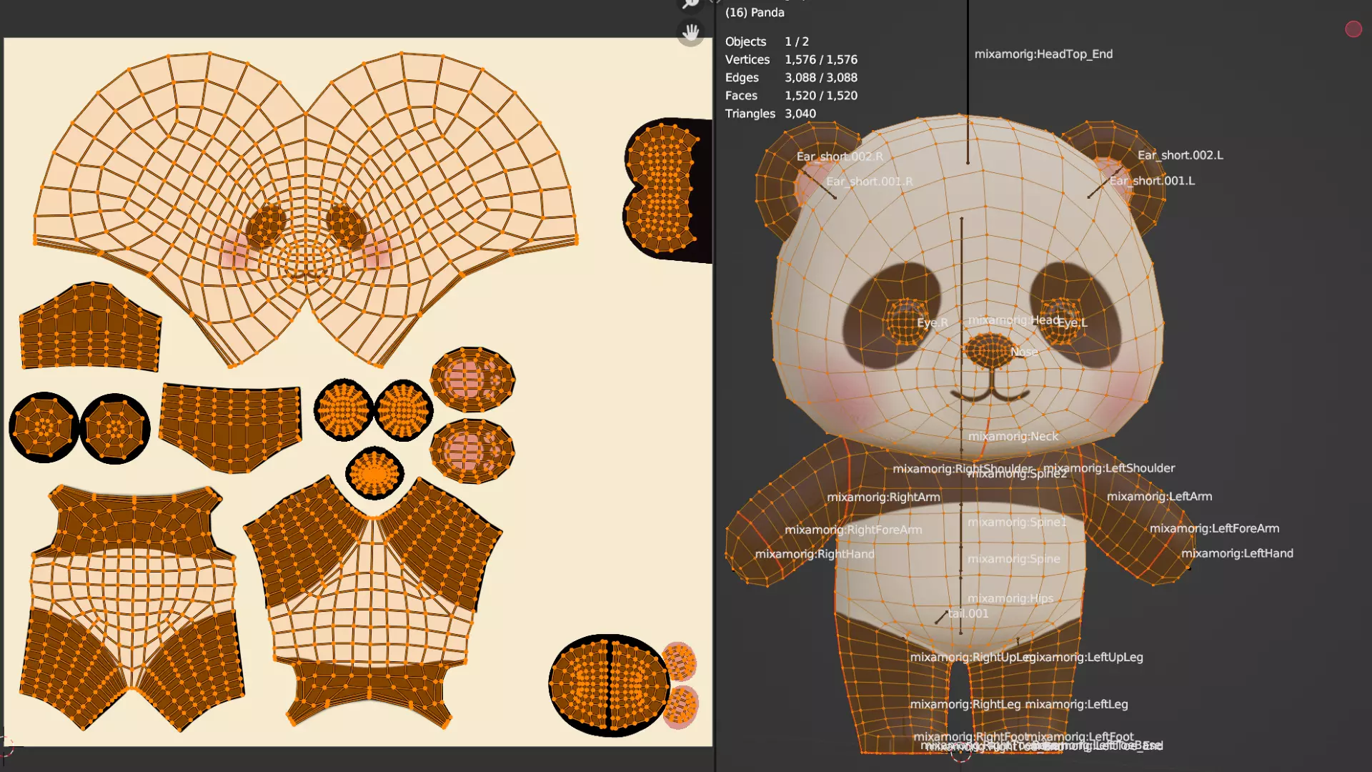 Cartoon Panda Chibi Kawaii Character Rigged Animated Low-poly 3D model_13