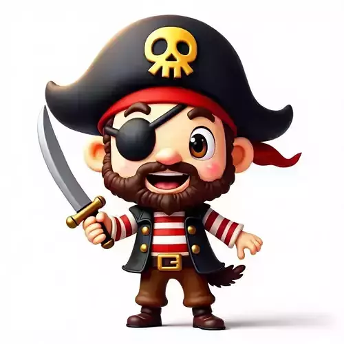 Cute Chibi Pirate with Cutlass 3D Model