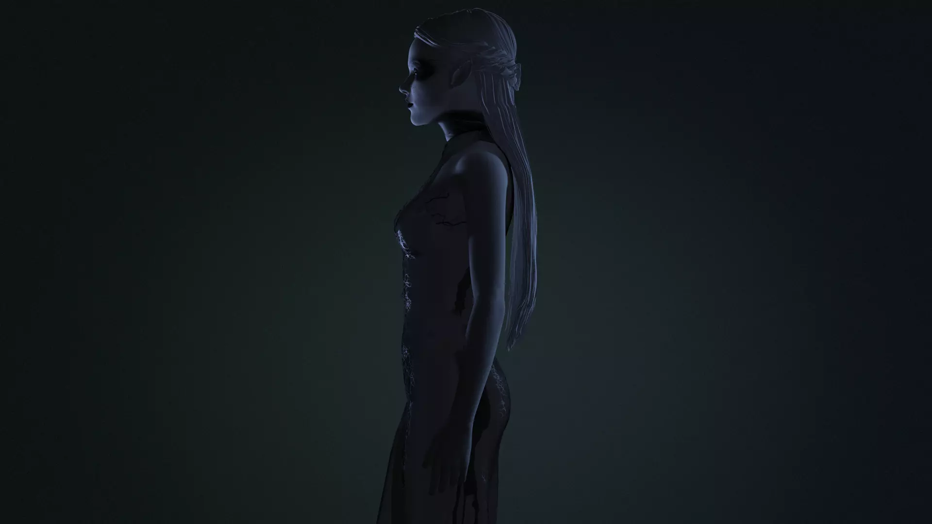Dark Fantasy Female Character High Detail 3D Model Low-poly 3D model_3