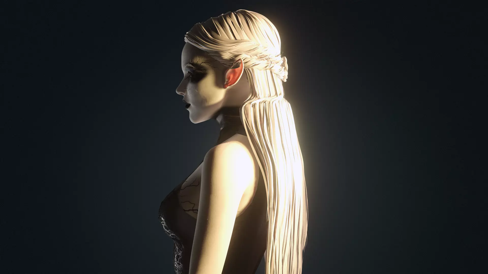 Dark Fantasy Female Character High Detail 3D Model Low-poly 3D model_21