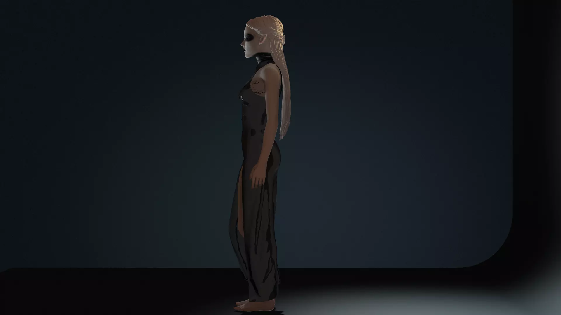 Dark Fantasy Female Character High Detail 3D Model Low-poly 3D model_4