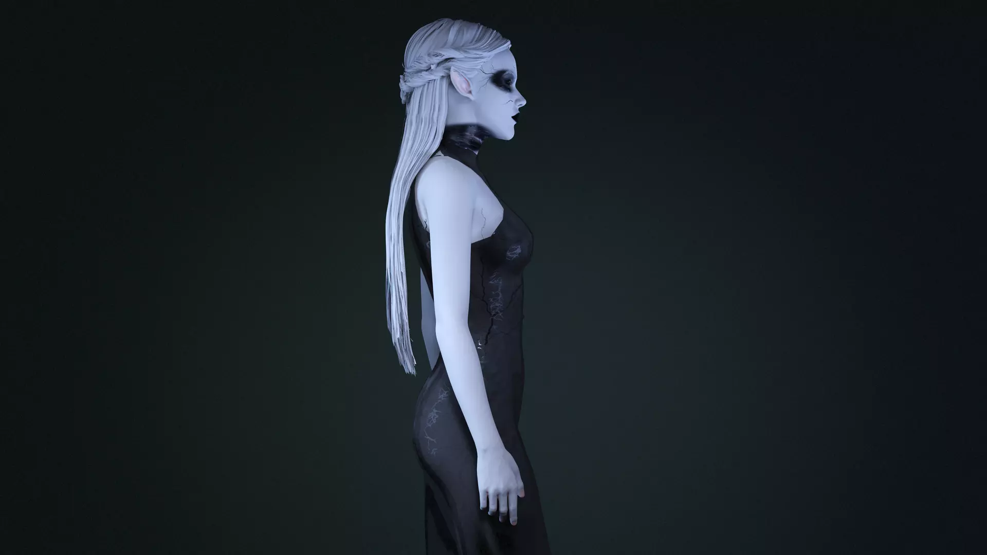 Dark Fantasy Female Character High Detail 3D Model Low-poly 3D model_1