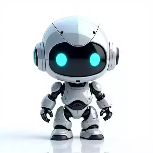Cute Chibi Robot with Glowing Eyes 3D Model