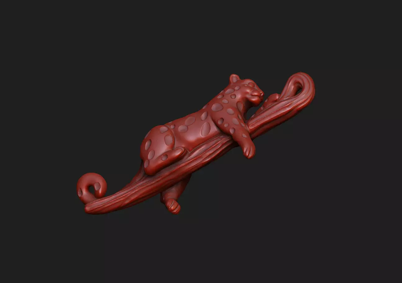 Leopard leo cat monster cute baby chibi cartoon simply basic 3D print model_7