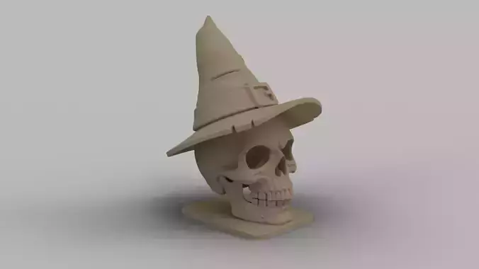 Halloween Skull with Witch Hat