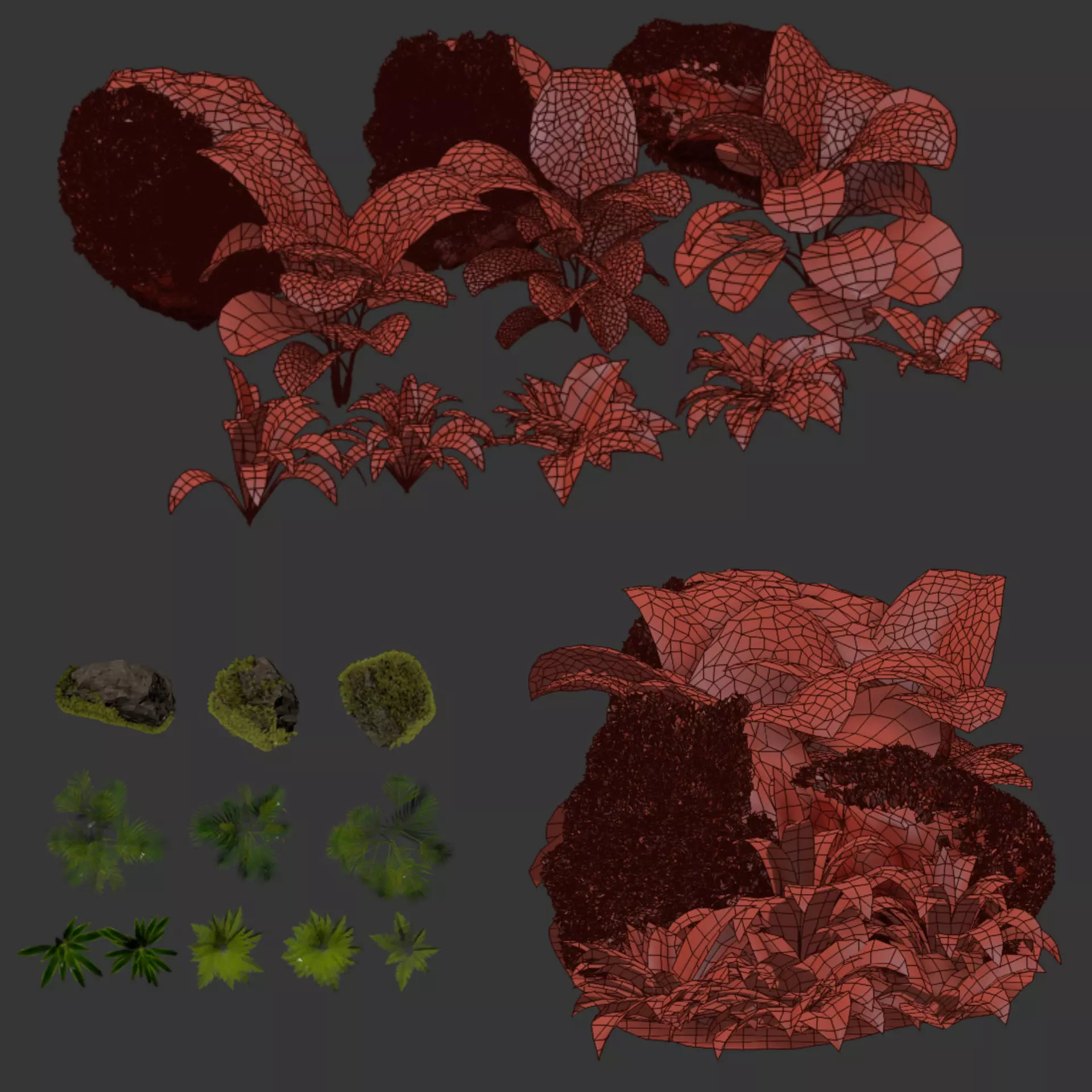 Rock and Tropical Plants 3D Model Collection Vol 297 Low-poly 3D model_5