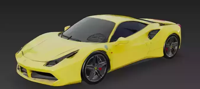 Yellow Ferrari Sports Racing Car 3D Model Game Ready 3D model