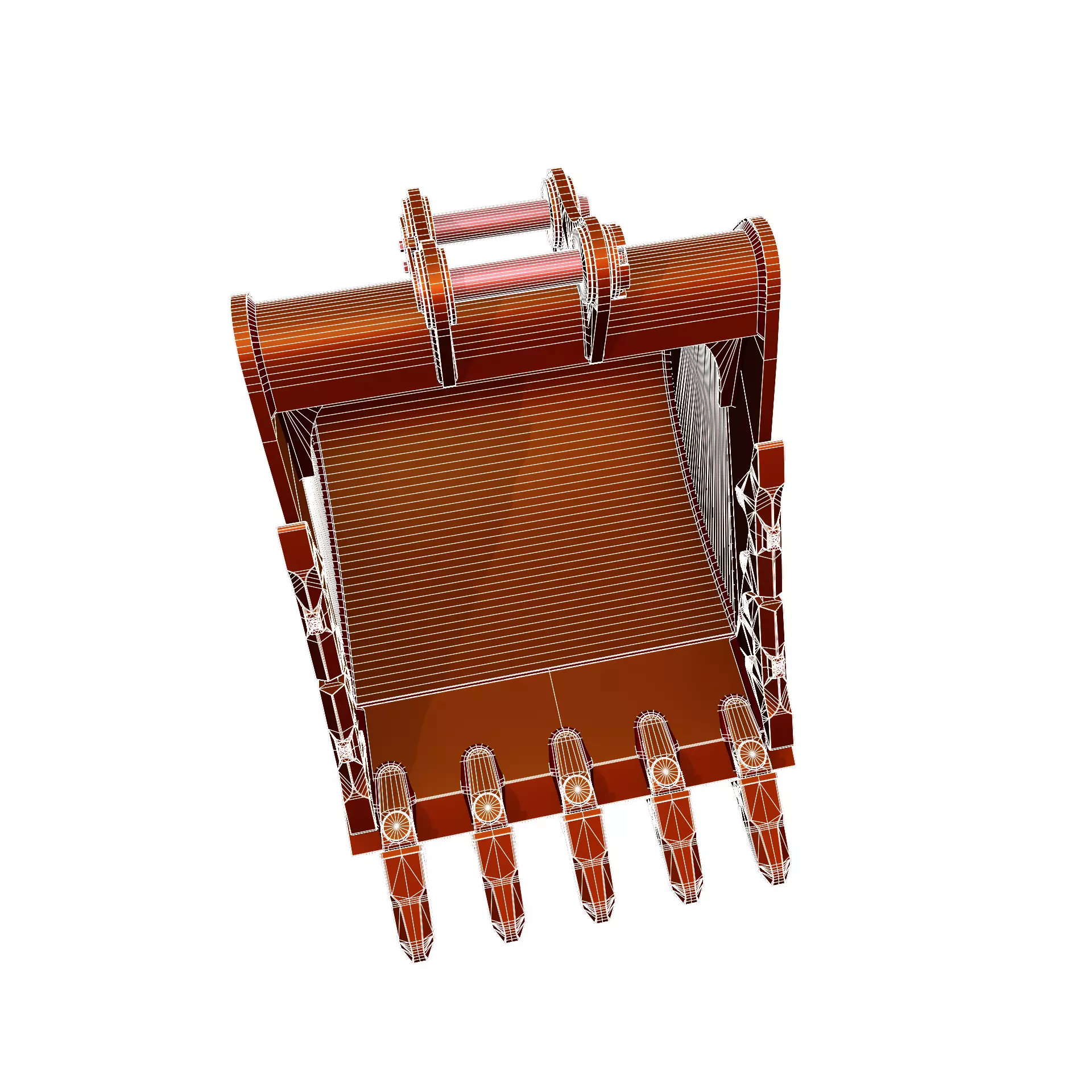 Excavator Bucket CAT Severe Duty Attachment Low-poly 3D model_15