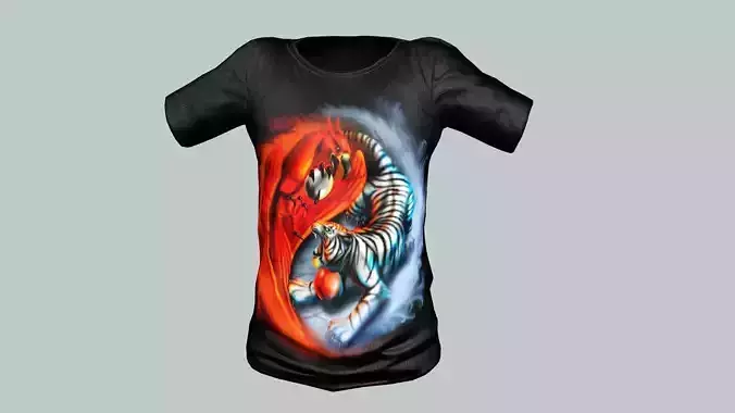 Men Black T-Shirt Short Sleeve 10 Game Ready 3D Model