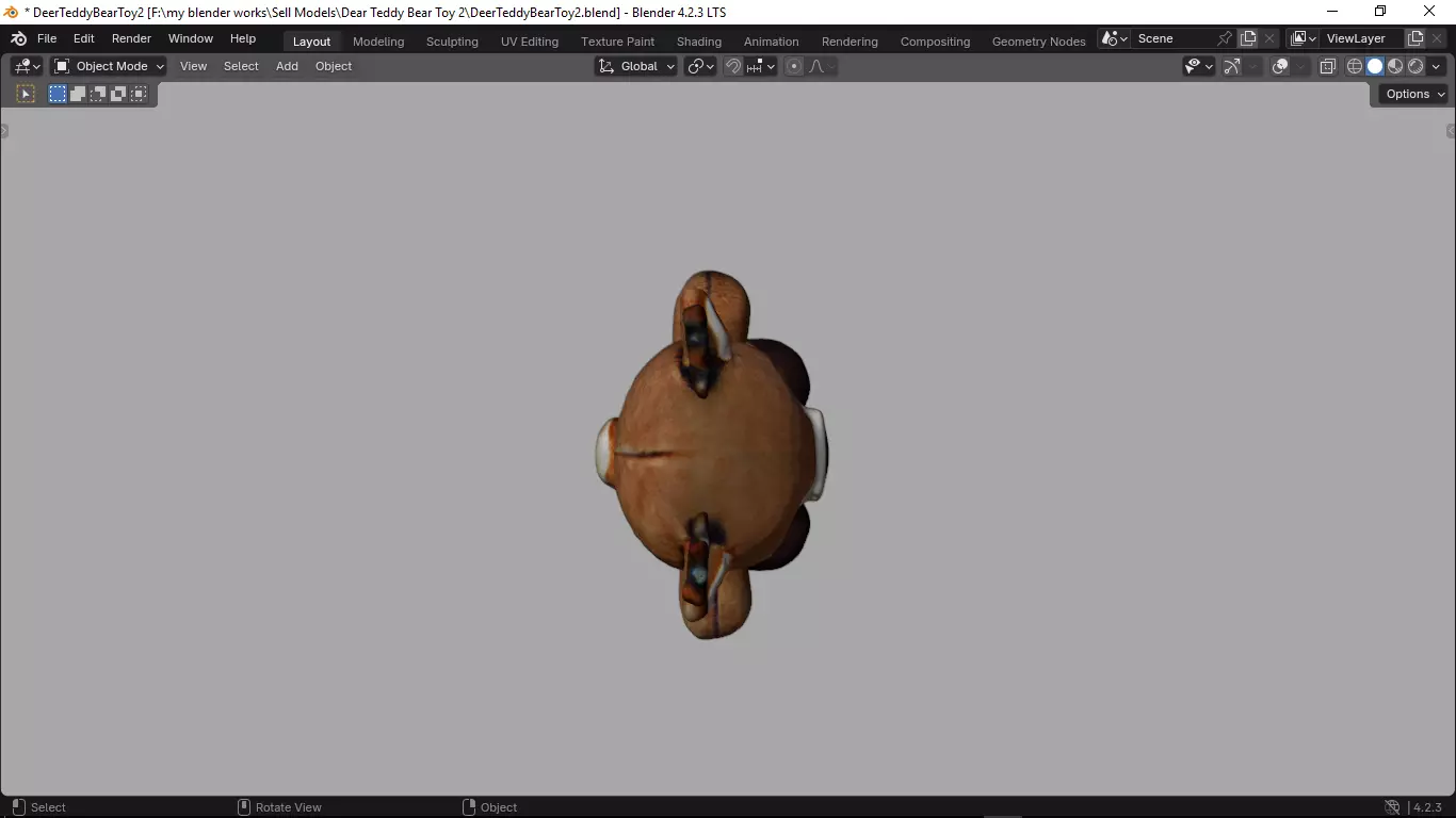 Deer Tedy Bear Toy 2 Low-poly 3D model_5