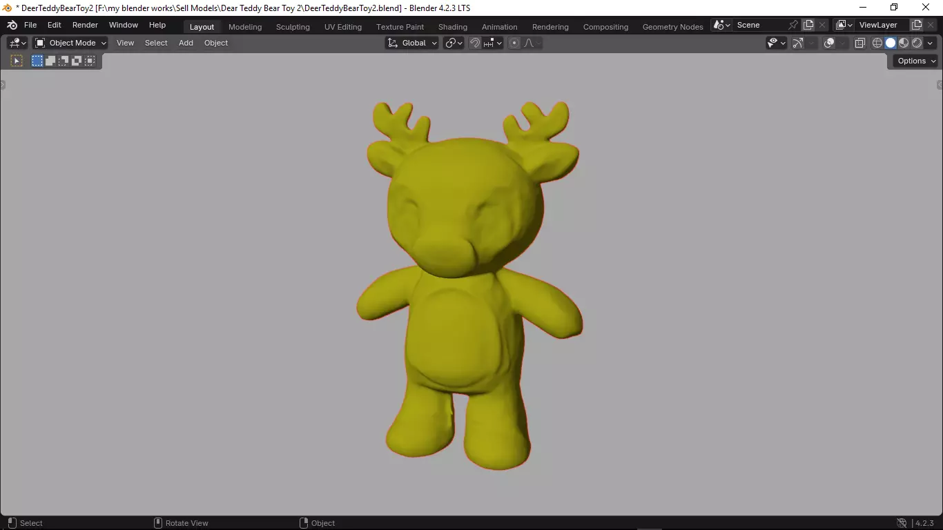 Deer Tedy Bear Toy 2 Low-poly 3D model_14