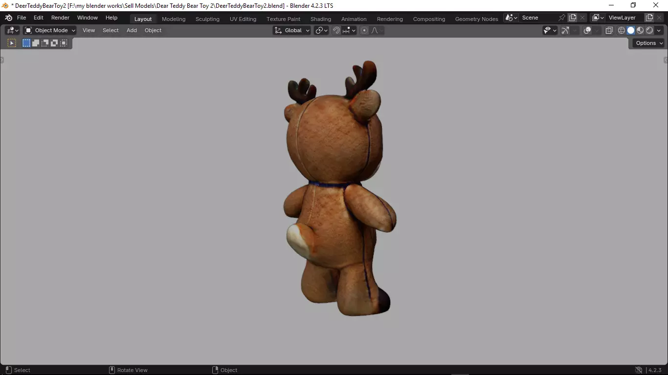 Deer Tedy Bear Toy 2 Low-poly 3D model_8