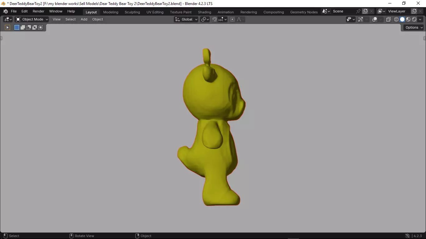 Deer Tedy Bear Toy 2 Low-poly 3D model_18