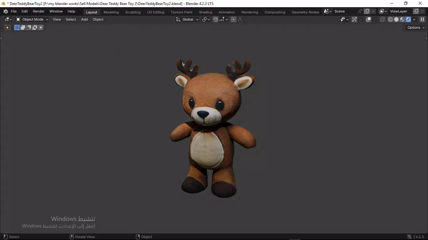 Deer Tedy Bear Toy 2 Low-poly 3D model_10