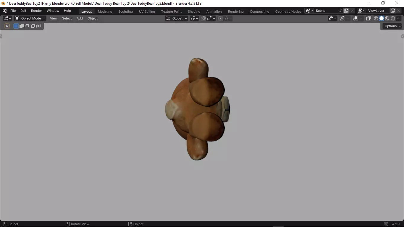 Deer Tedy Bear Toy 2 Low-poly 3D model_6