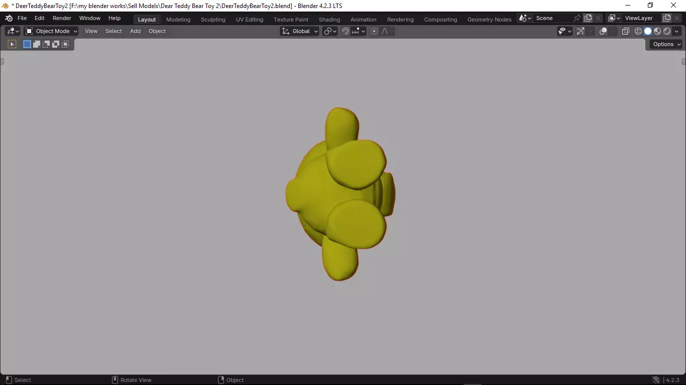 Deer Tedy Bear Toy 2 Low-poly 3D model_16