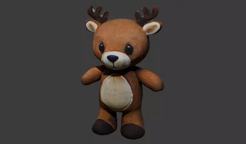 Deer Tedy Bear Toy 2 Low-poly 3D model_0