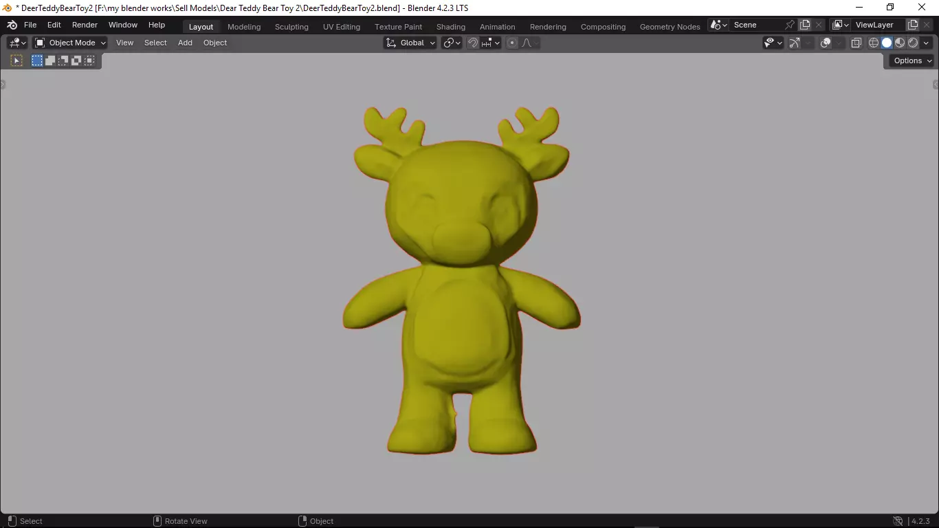 Deer Tedy Bear Toy 2 Low-poly 3D model_17