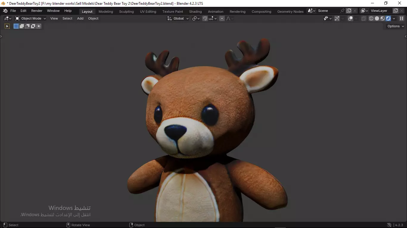 Deer Tedy Bear Toy 2 Low-poly 3D model_9