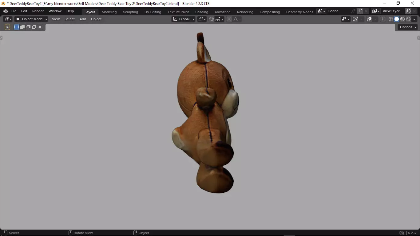 Deer Tedy Bear Toy 2 Low-poly 3D model_12