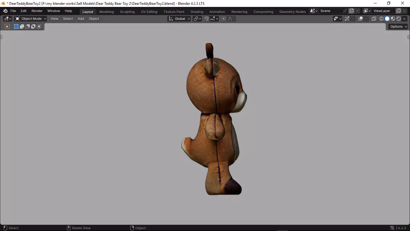 Deer Tedy Bear Toy 2 Low-poly 3D model_13